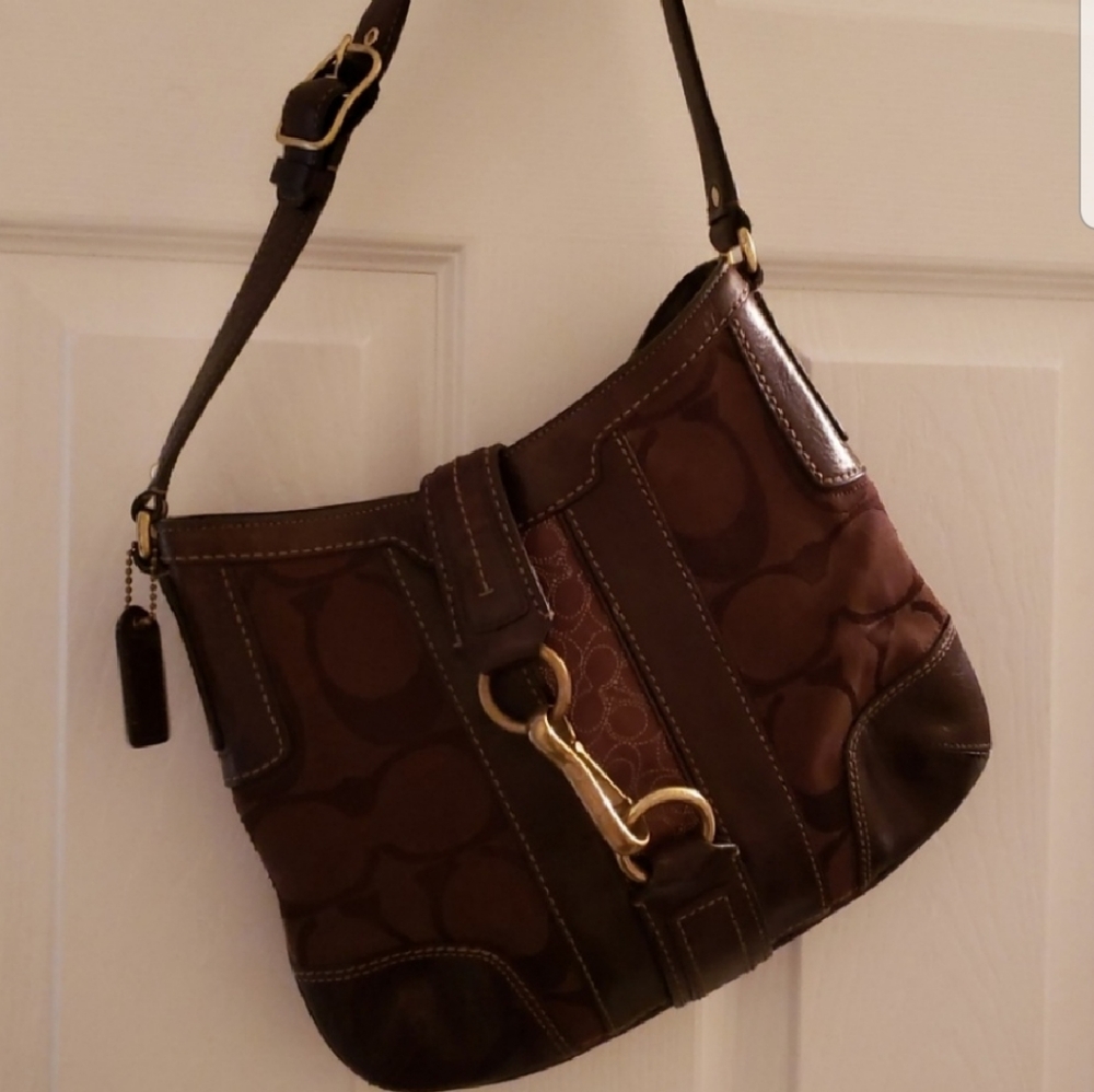 Brown leather coach bag